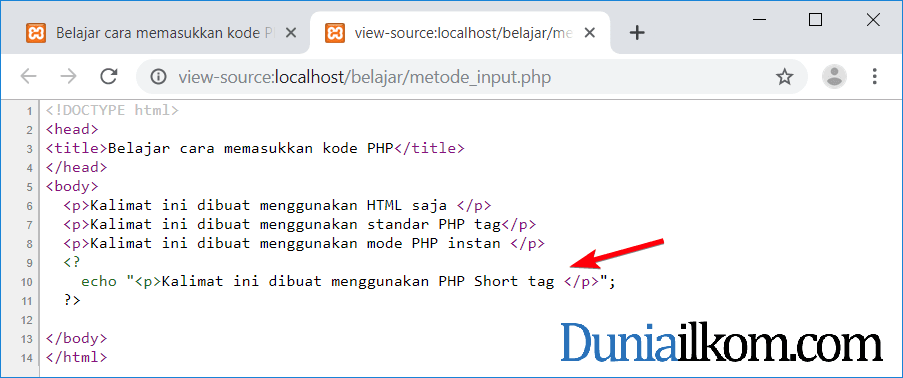 Tutorial Belajar PHP Cara Memasukkan kode PHP ke dalam HTML